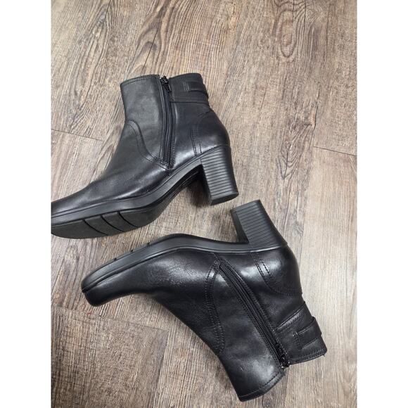 Clarks Dream Harmony Zip Ankle Black Leather Boots Shoes Size 7M Heel - Picture 2 of 8